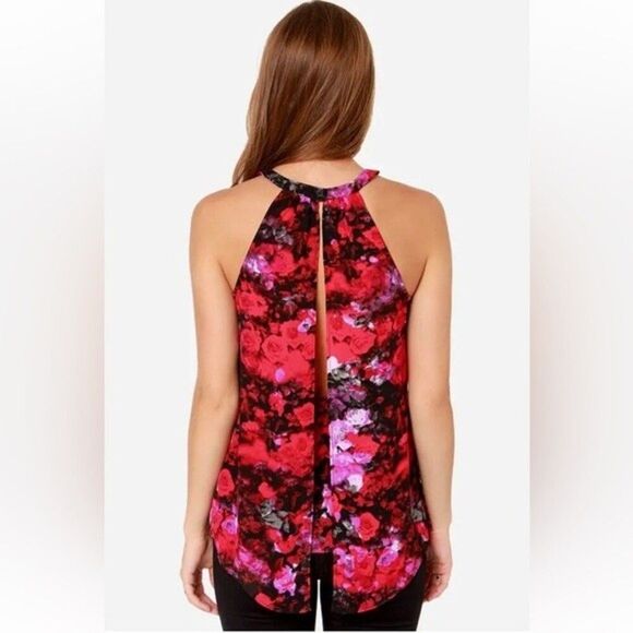 BB Dakota | Anitra Red Floral Print Halter Top M - Picture 3 of 8